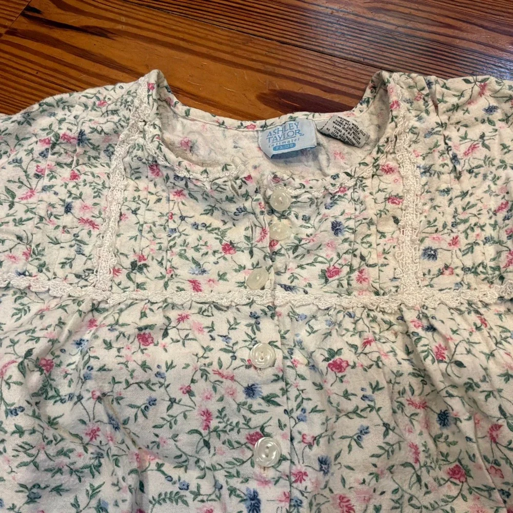 Ashley Taylor Floral Cotton Flannel Nightgown Plus 1X Cottagecore Prairie Modest